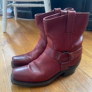 Frye Red Short Harness Boots